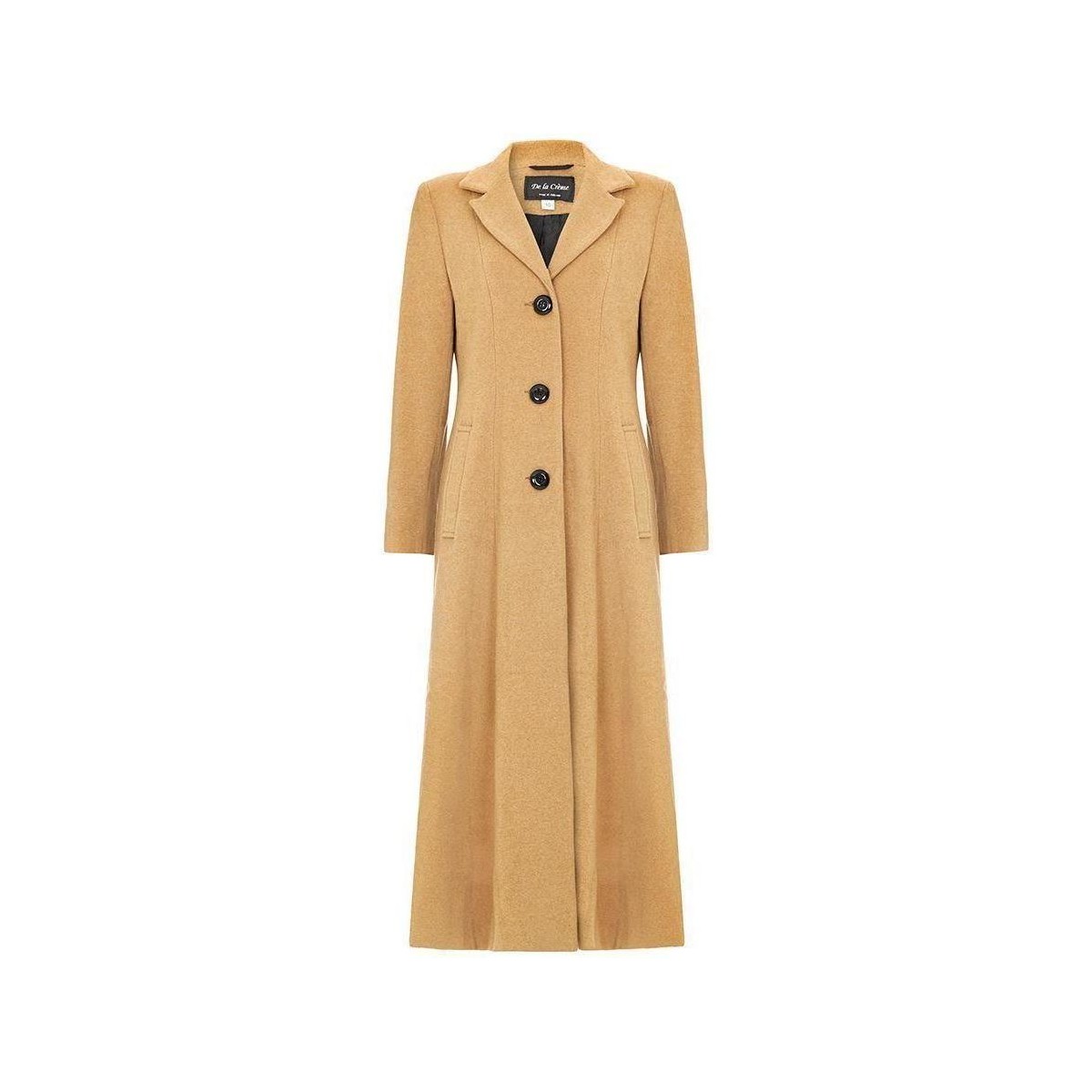 Clothing Women Coats De La Creme Double Single Fitted Long Coat Black