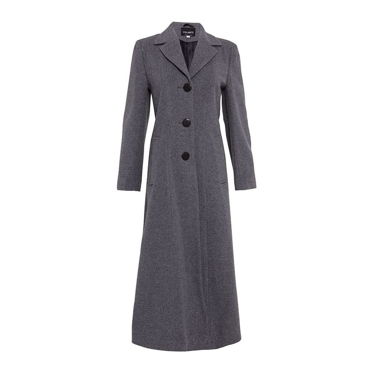 Clothing Women Coats De La Creme Double Single Fitted Long Coat Grey