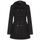 Clothing Women Parkas Jumpo - Black  Womens Wool Hooded Belted Breasted Coat Black