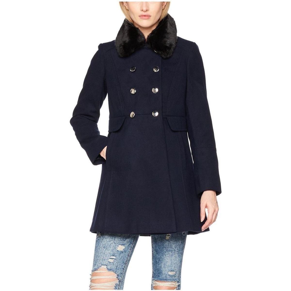 Clothing Women Coats Anastasia Winter Fur Collar Coat Black