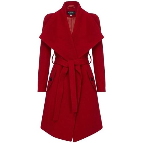 Clothing Women Coats Anastasia Winter Wool Cashmere Wrap Coat with Large Collar Red