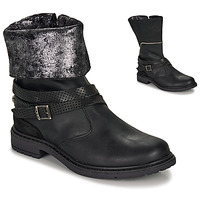 Shoes Girl High boots Ikks FLORA Black / Silver