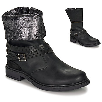 Shoes Girl High boots Ikks FLORA Black / Silver