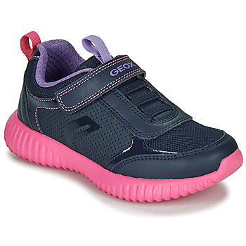 Shoes Girl Low top trainers Geox J WAVINESS Navy / Pink