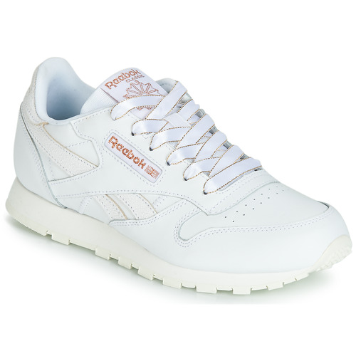 Shoes Girl Low top trainers Reebok Classic CLASSIC LEATHER J White / Glitter