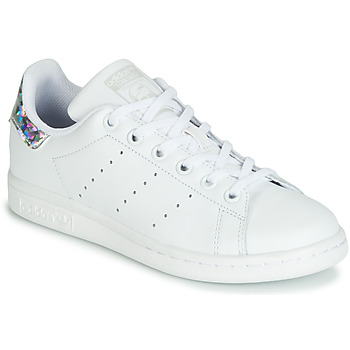 Shoes Girl Low top trainers adidas Originals STAN SMITH J White / Silver