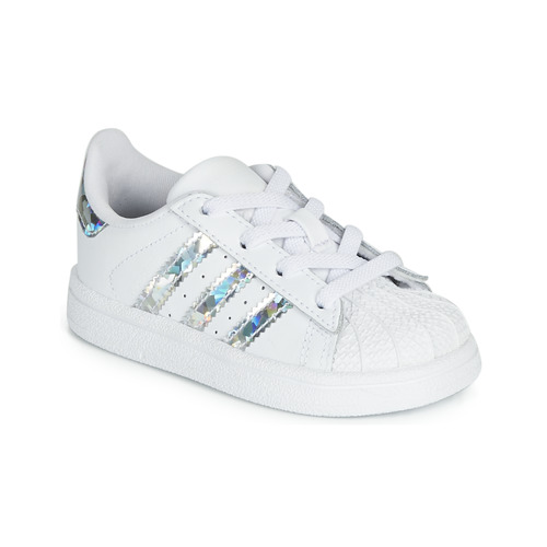 Shoes Girl Low top trainers adidas Originals SUPERSTAR EL I White / Silver