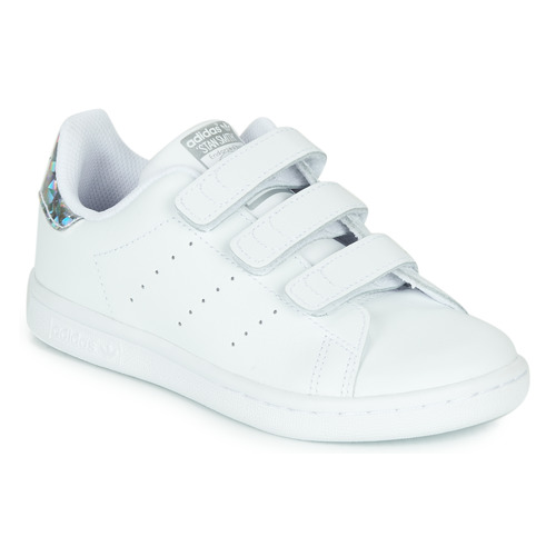 Shoes Girl Low top trainers adidas Originals STAN SMITH CF C White / Silver