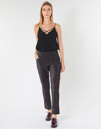 Clothing Women 5-pocket trousers Maison Scotch TAPERED LUREX PANTS WITH VELVET SIDE PANEL Grey