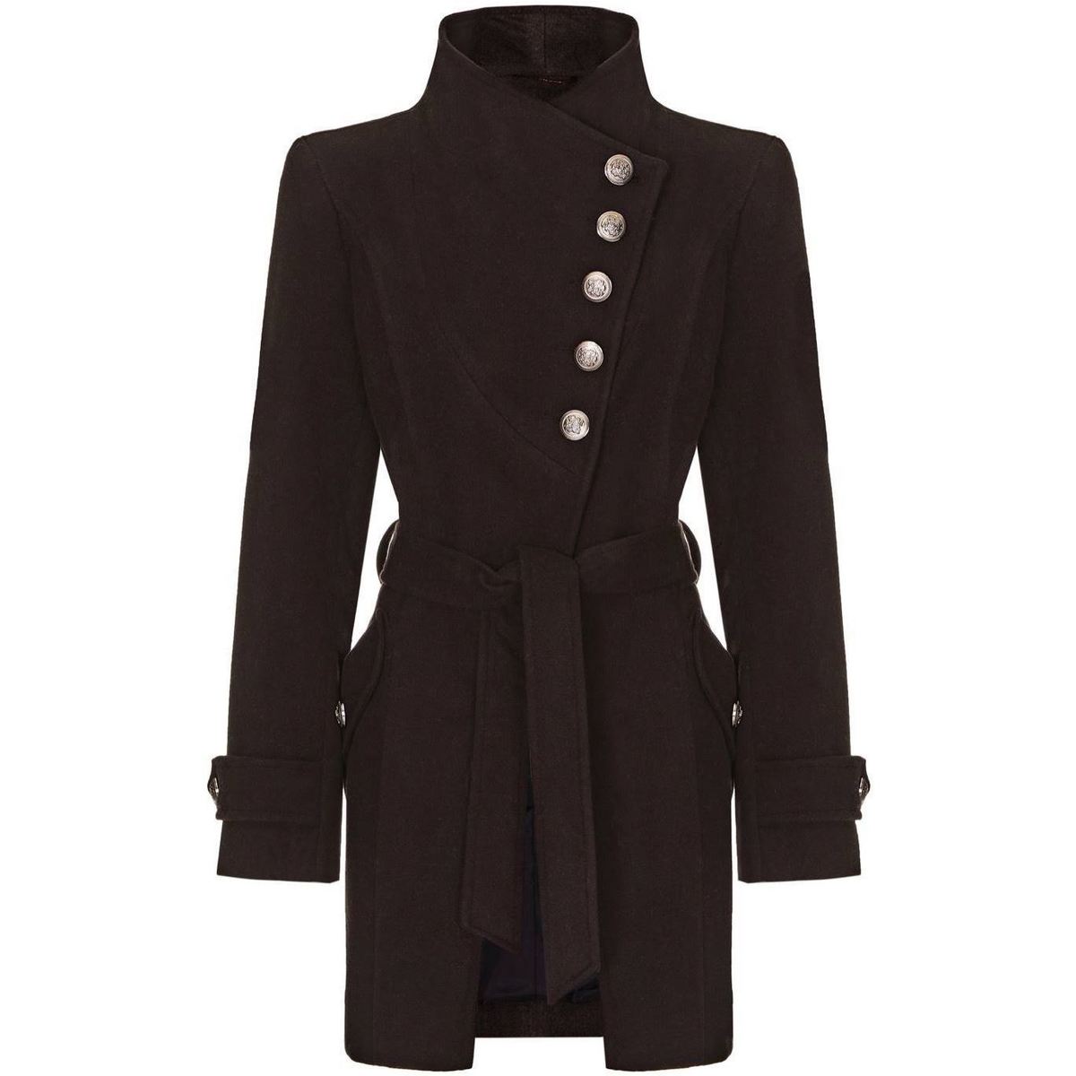 Clothing Women Coats Anastasia black Womens Multi Button Asymentric Coat Black