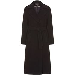 Clothing Women Trench coats Anastasia Black Womens Cashmere Wrap Belted Coat Black