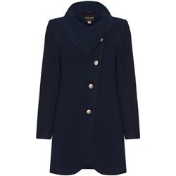 Clothing Women Coats De La Creme Lt Grey Womens Assymetic 3/4 Coat with Multi Buttons Blue