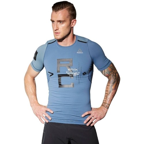 Clothing Men Short-sleeved t-shirts Reebok Sport Combat Rash Guard Blue