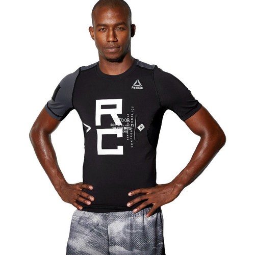 Clothing Men Short-sleeved t-shirts Reebok Sport Combat SS Rash Guard Grey, Black