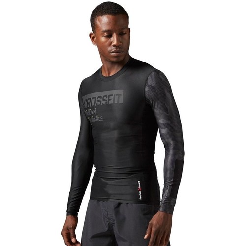 Clothing Men Short-sleeved t-shirts Reebok Sport Rcf LS Compression Shirt Black