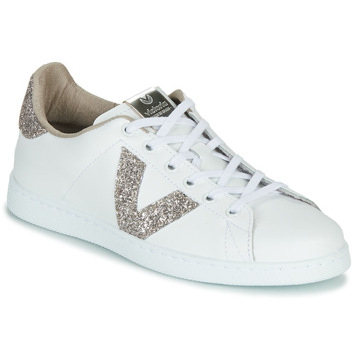 Shoes Women Low top trainers Victoria TENIS PIEL GLITTER White / Pink