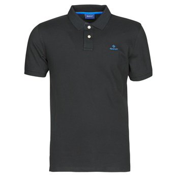 Clothing Men Short-sleeved polo shirts Gant GANT CONTRAST COLLAR PIQUE POLO Black / Blue