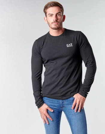 Clothing Men Long sleeved tee-shirts Emporio Armani EA7 TRAIN CORE ID M TEE LS ST Black / Logo / White