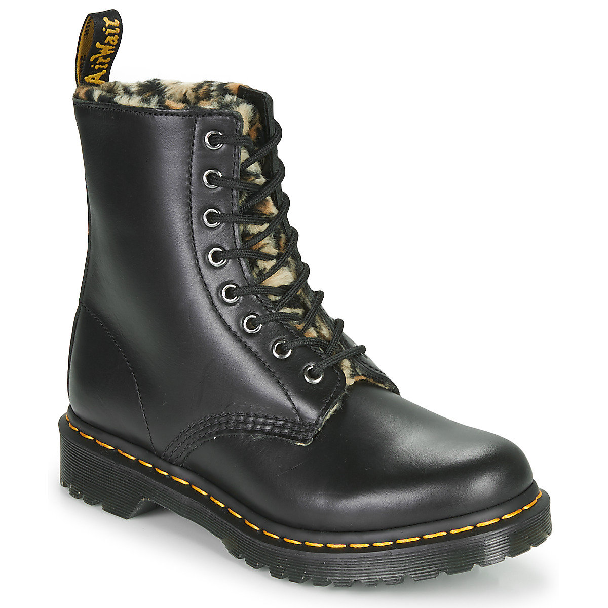 Shoes Women Mid boots Dr. Martens 1460 SERENA FLUFF Black / Leopard
