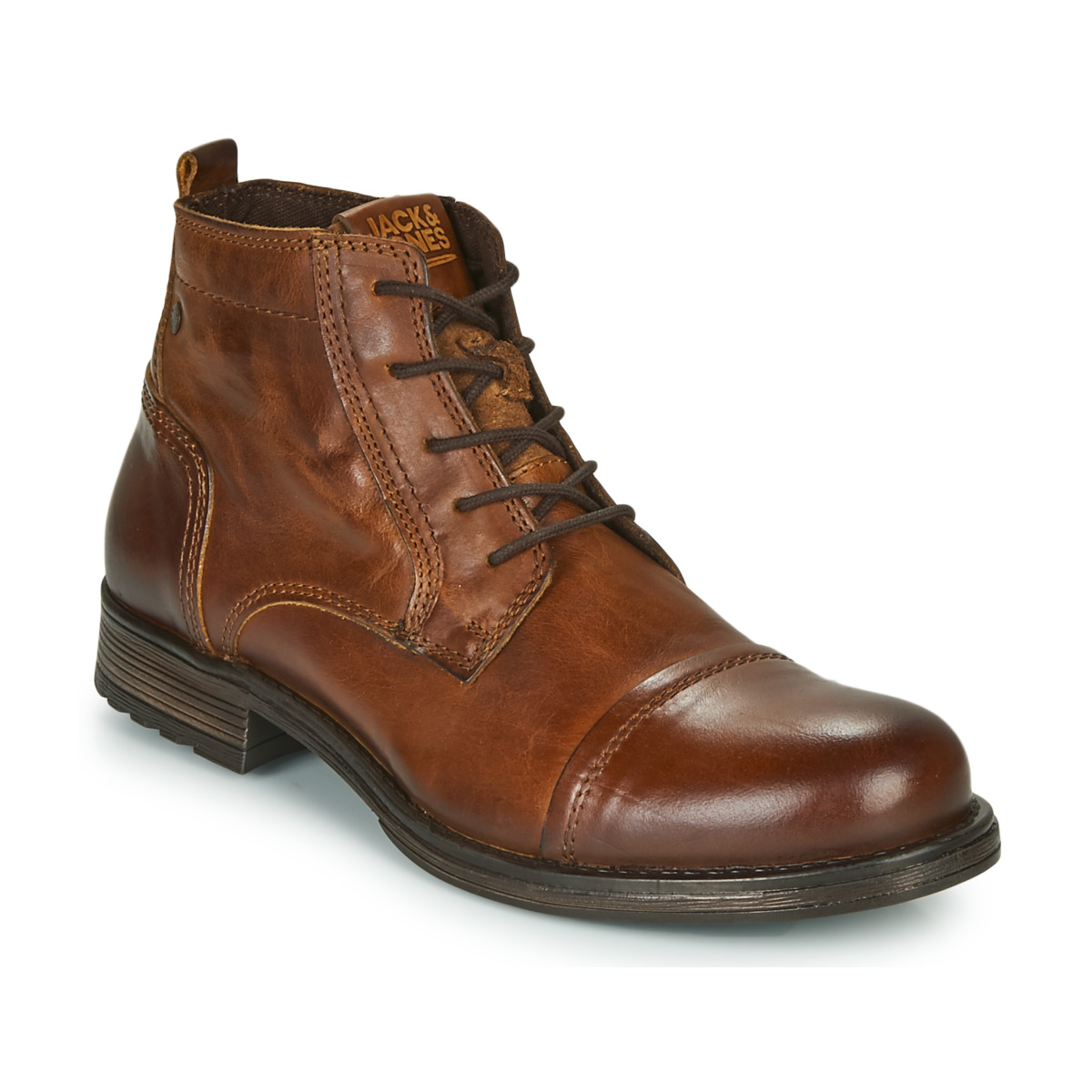 jack & jones  jfw russel leather mid  men's mid boots in brown