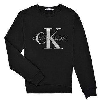 Clothing Children Sweaters Calvin Klein Jeans MONOGRAM SWEAT Black