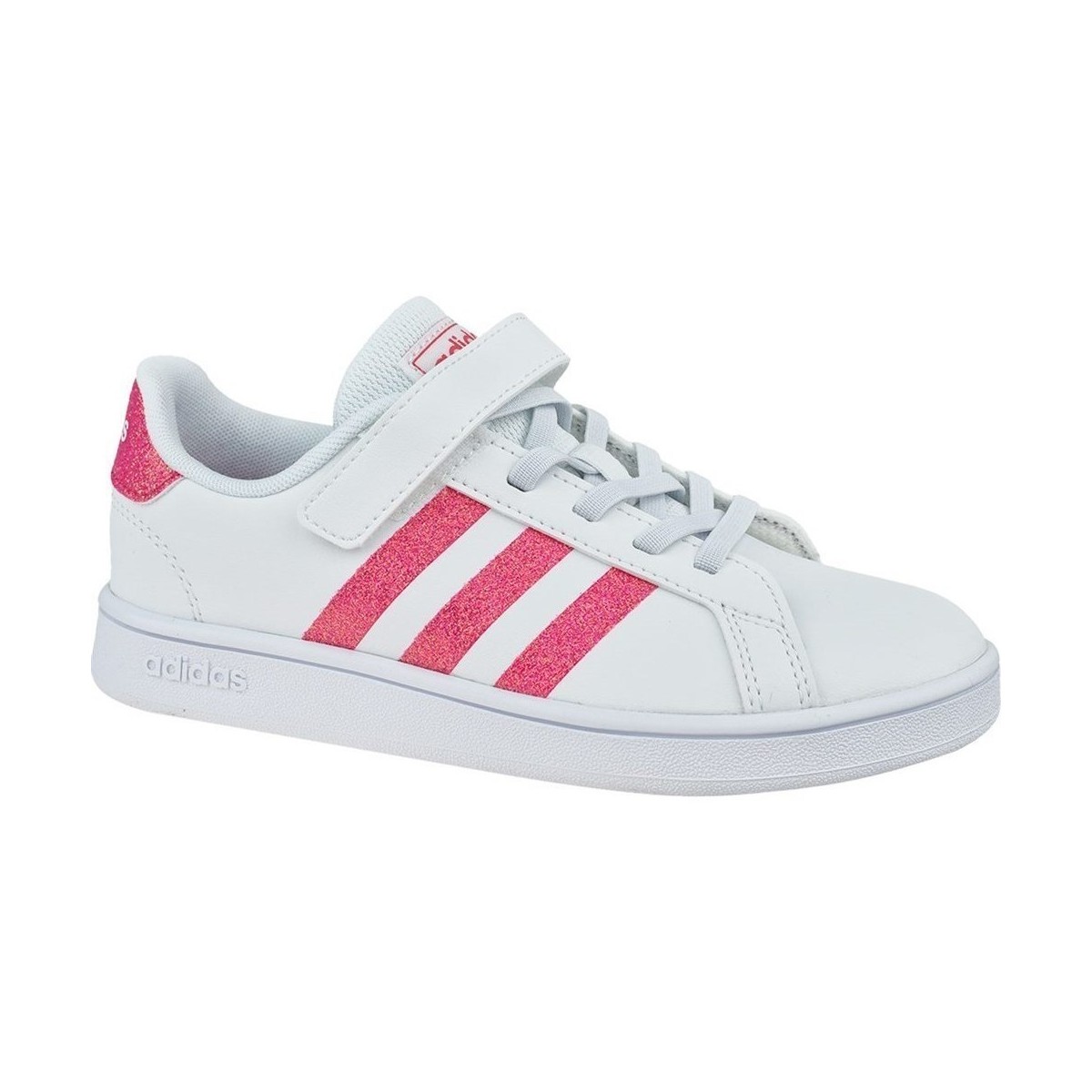 Shoes Children Low top trainers adidas Originals Grand Court K White, Pink