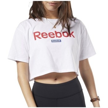 Clothing Women Short-sleeved t-shirts Reebok Sport Linear Logo Crop Tee White