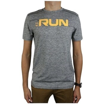Clothing Men Short-sleeved t-shirts Under Armour Run Front Graphic SS Tee Grey