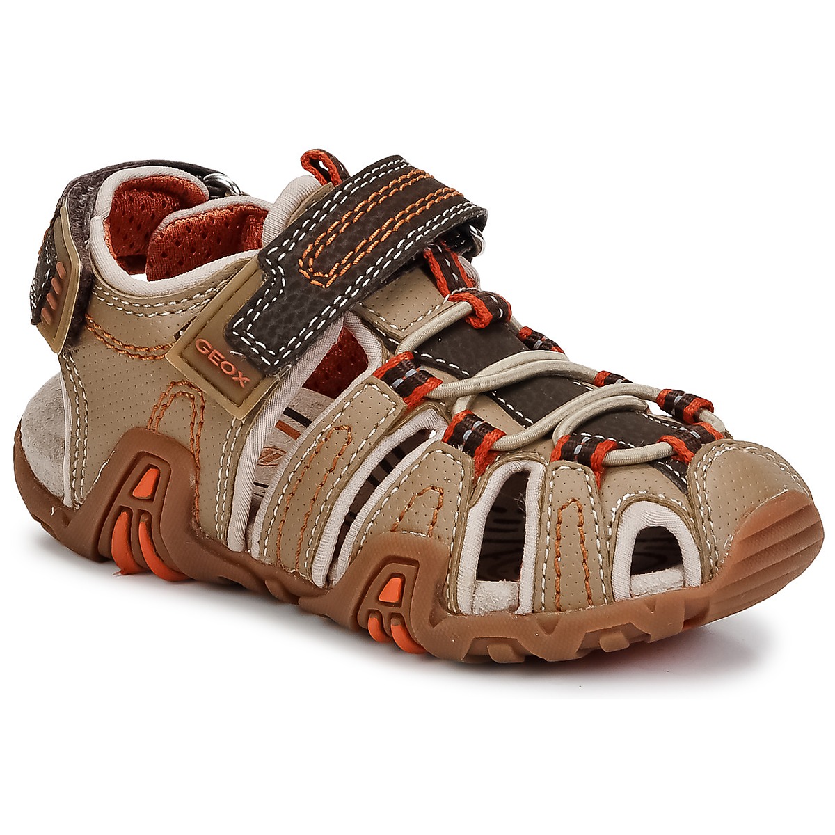 Shoes Boy Outdoor sandals Geox JR SANDAL KRAZE Beige / Orange