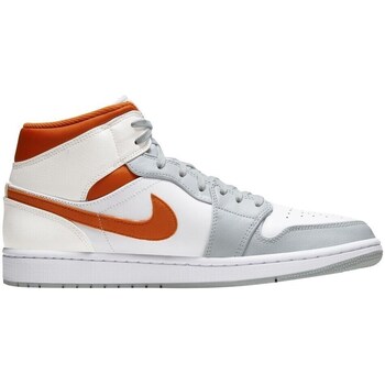 Shoes Men Hi top trainers Nike Air Jordan 1 Mid Starfish Orange Grey, White, Orange