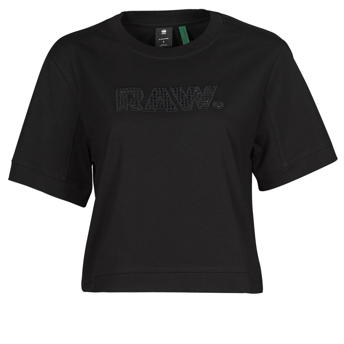 g-star raw  boxy fit raw embroidery tee  women's t shirt in black
