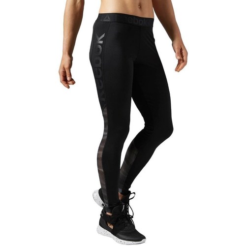 Clothing Women Trousers Reebok Sport Workout Show Mesh Logo Black