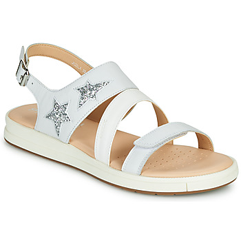 Shoes Girl Sandals Geox J SANDAL REBECCA GIR White / Silver