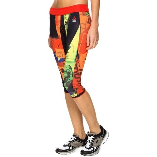 Clothing Women Trousers Reebok Sport Rcf Chase Capri Primed Black, Orange, Yellow