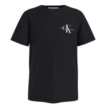 Clothing Boy Short-sleeved t-shirts Calvin Klein Jeans CHEST MONOGRAM TOP Black