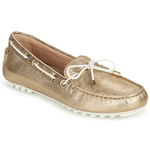 Shoes Women Loafers Geox D LEELYAN C Gold / White