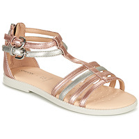 Shoes Girl Sandals Geox SANDAL KARLY GIRL Pink / Silver