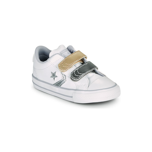 Shoes Girl Low top trainers Converse STAR PLAYER 2V METALLIC LEATHER OX White