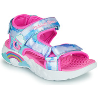 Shoes Girl Outdoor sandals Skechers RAINBOW RACER Silver / Pink
