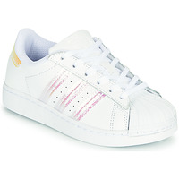 Shoes Girl Low top trainers adidas Originals SUPERSTAR C White / Iridescent