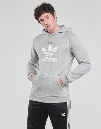 Clothing Men Sweaters adidas Originals TREFOIL HOODIE Grey
