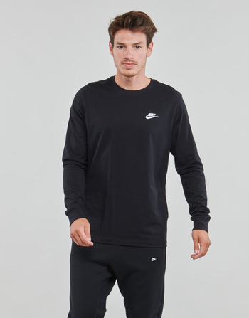 Clothing Men Long sleeved tee-shirts Nike NSCLUB TEE - LS Black / White
