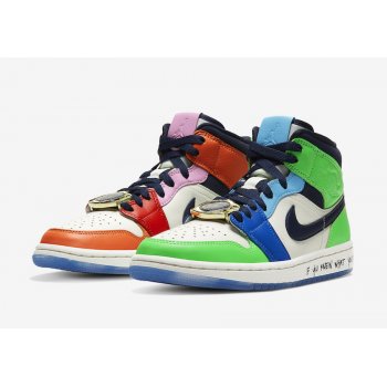 Shoes Low top trainers Nike Air Jordan 1 Mid Fearless x Melody Ehsani White/Black/Half Blue/Habanero Red