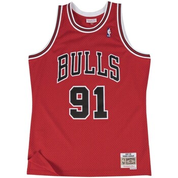 Mitchell And Ness  Dennis Rodman 9798 Nba Hardwood Classics Chicago Bulls  men's Vest top in Red