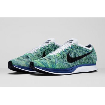 Shoes Low top trainers Nike Flyknit Racer Green Strike White/Game Royal/Green Strike/Black