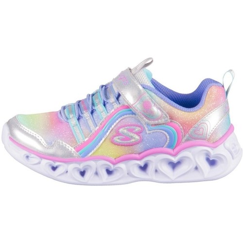 Shoes Children Low top trainers Skechers Heart Lights Rainbow Lux Pink, Light blue, Silver