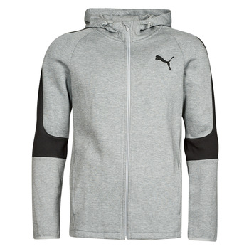 Clothing Men Sweaters Puma EVOSTRIPE CORE FZ HOODIE Grey / Black