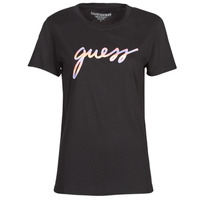 Clothing Women Short-sleeved t-shirts Guess SS SUNSET GRADIENT LOGO Black / Multicolour