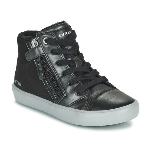 Shoes Girl Hi top trainers Geox GISLI Black / Silver