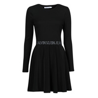 Clothing Women Short Dresses Calvin Klein Jeans LOGO ELASTIC DRESS Black